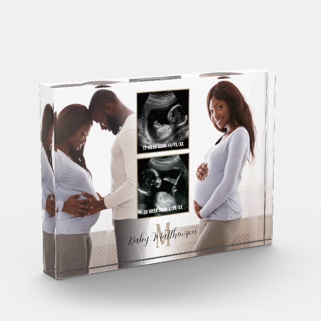 Bloc Photo Maternité Keepsaké 4 photos Monogramme initial (Gauche)