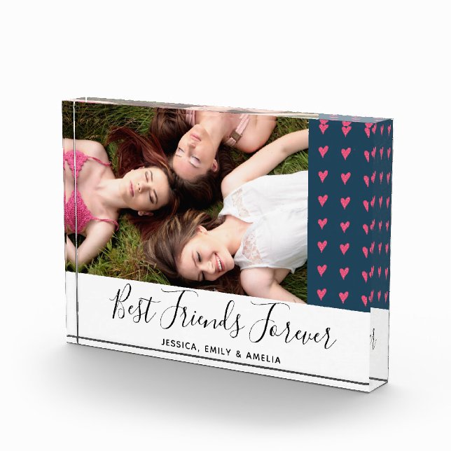 Bloc Photo Meilleur Amis Pour Toujours Pink Heart Friendship (Droite)