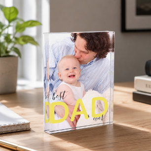 Bloc Photo Meilleur Papa Moderne Écriture Père et Enfant
