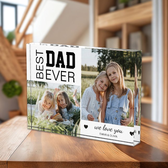 Bloc Photo Meilleur papa personnalisé (Create your own Best Dad custom Photo Block by MINTIC DESIGN STUDIO)