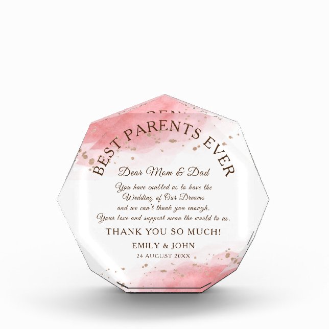 Bloc Photo Meilleurs Parents jamais Merci/Corail/Mariage Or (Devant)