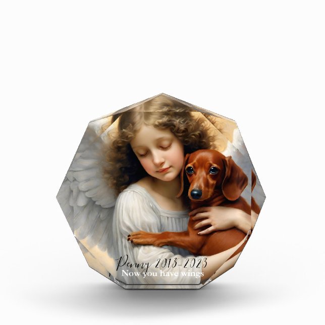 Bloc Photo Memorial Dachshund avec Angel Custom (Devant)