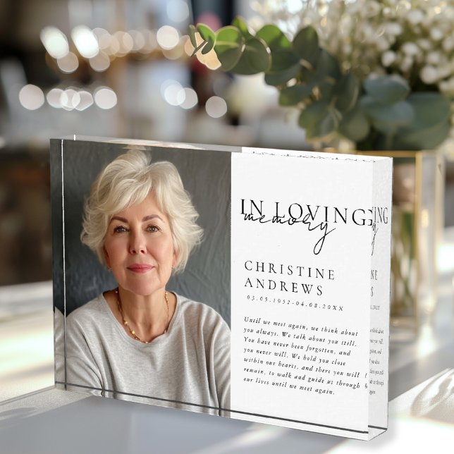 Bloc Photo Mémorial "In Love Memory", Nom, Photo ("In Loving Memory" Memorial, Name, Photo, Photo Block. Simple, elegant, script font.)