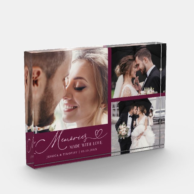 Bloc Photo Memories Made with Love Cranberry Wedding (Gauche)