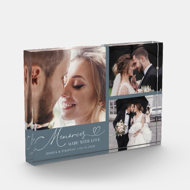 Bloc Photo Memories Made with Love Slate Blue Wedding (Gauche)