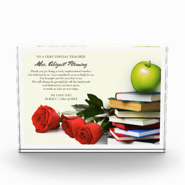 Bloc Photo Merci, professeur. Cadeau de nom personnalisé (Devant)