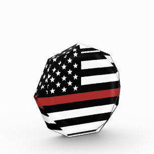 Bloc Photo Mince Red Line USA Drapeau Pompier Service d'incen