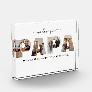 Bloc Photo Minimaliste We Love You PAPA Photo Collage Plaque