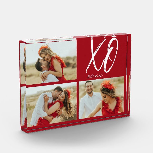 Bloc Photo Modern Script XO Year Photo Acrylic Block (Gauche)