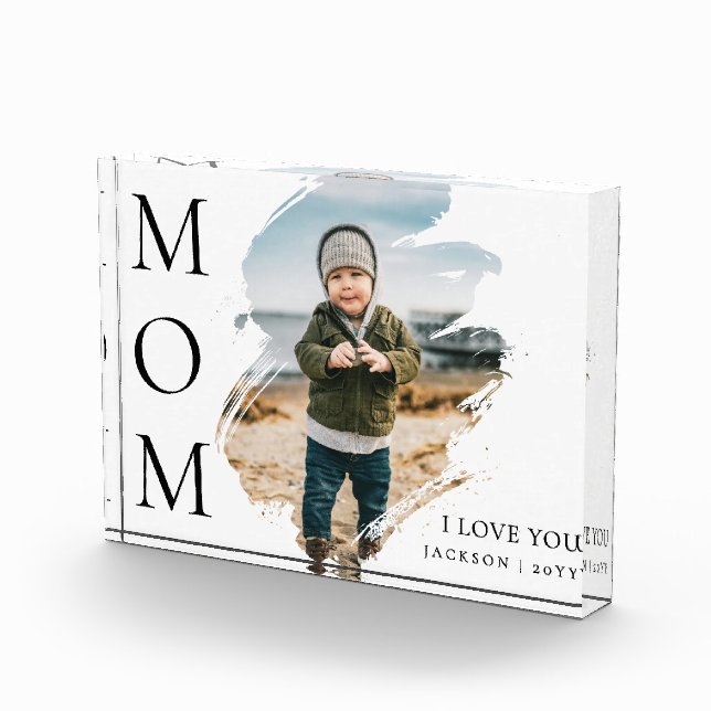 Bloc Photo Modern White Unique Brushstroke  I Love You Mom (Droite)