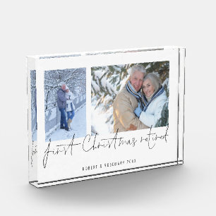 Bloc Photo Moderne 2 Photo Script Nom de la première Noël Ret