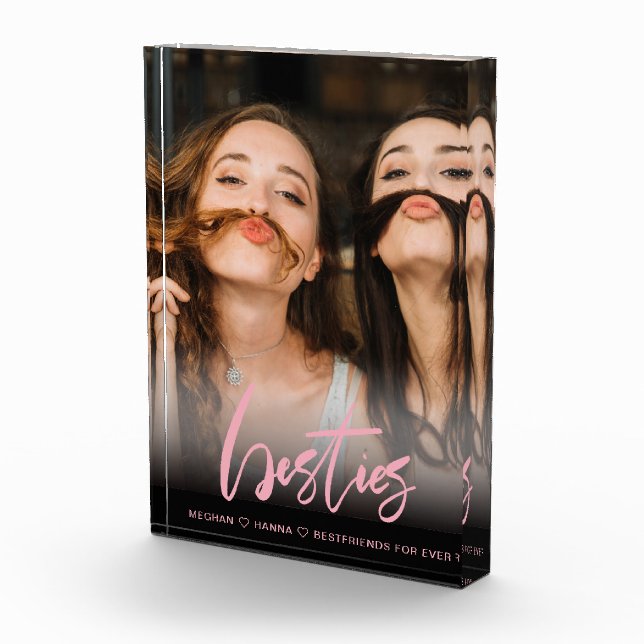 Bloc Photo Moderne Besties calligraphie rose superposition (Droite)