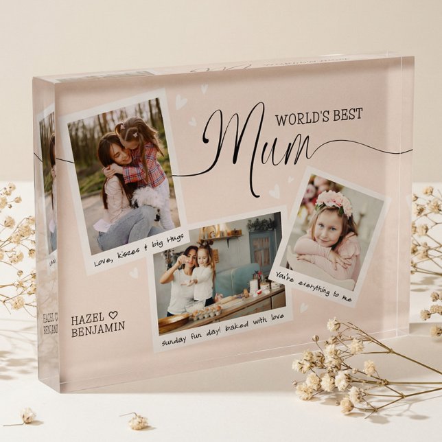 Bloc Photo Monde meilleur maman Script Snapshot Fête des mère (World's Best Mom Script Photo Collage Mother's Day)
