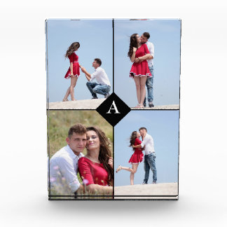 Bloc Photo Monogramme personnalisé & Quatre Photo Noir