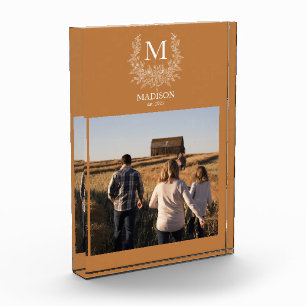 Bloc Photo Monogramme rustique Copper personnalisé initial