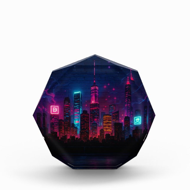 Bloc Photo Neon City Skyline : Rétro-futurisme (Devant)