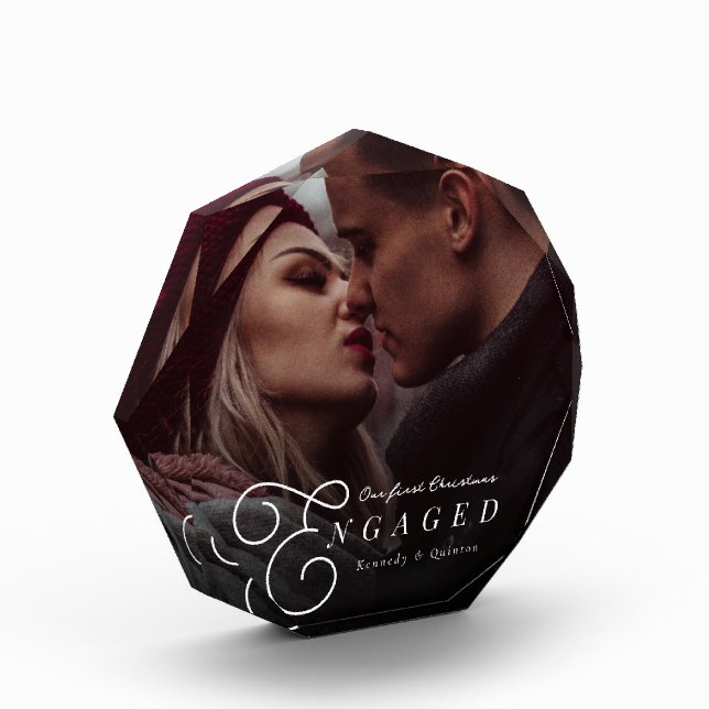 Bloc Photo Notre premier Noël Engagé Couple Classique Minimal (Gauche)