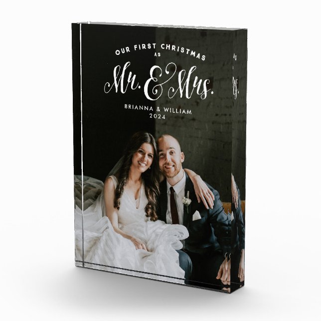 Bloc Photo Notre premier Noël jeune mariée Mme et Mme Photo B (Droite)