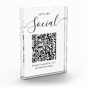 Bloc Photo Obtenons social Code QR Nom de l'entreprise
