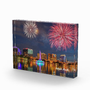 Bloc Photo Orlando Florida Lake Eola Fireworks & Fontaine
