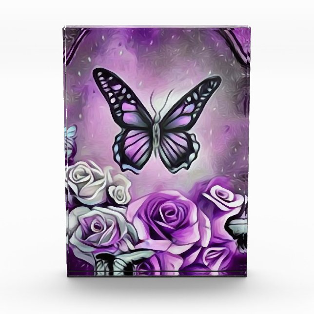 Bloc Photo Papillon Violet & Roses (Devant)