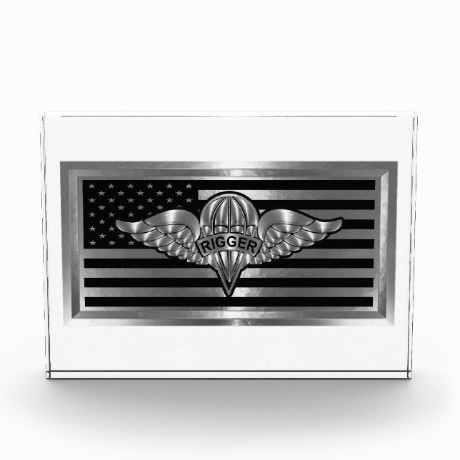 Bloc Photo Parachute Rigger avec FLAG USA (Devant)