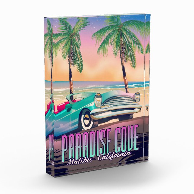 Bloc Photo Paradise Cove, Malibu, affiche de voyage en Califo (Gauche)