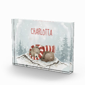 Bloc Photo Personalized Sleeping Bear Photo Block, Custom Nam