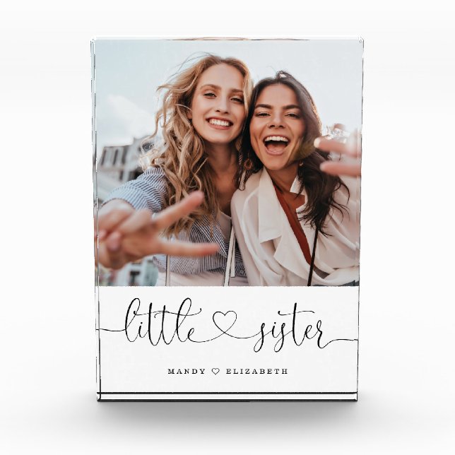 Bloc Photo Petite Soeur Script Soeurs Cadeau Photo Keepsaké (Devant)