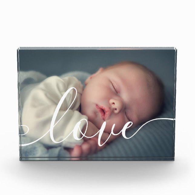 Bloc Photo Photo bébé moderne blanc Script LoveTypographie (Devant)