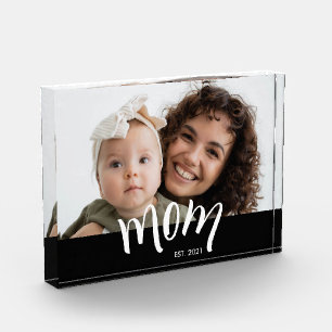 Bloc Photo Photo de maman et bébé avec année d'établissement 