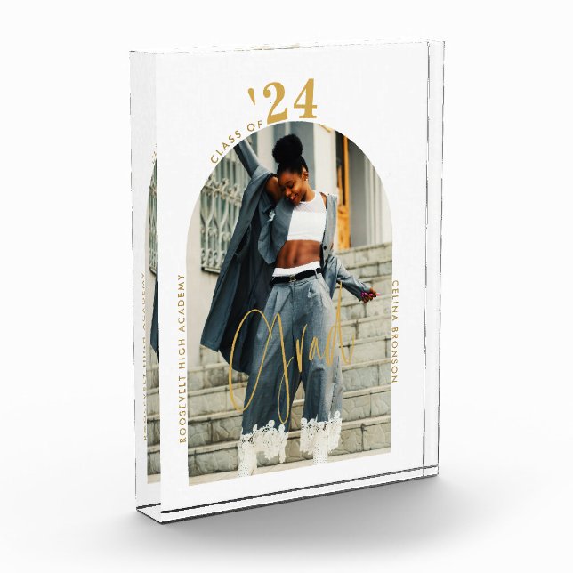 Bloc Photo Photo de script or moderne 2024 Graduation minimal (Gauche)