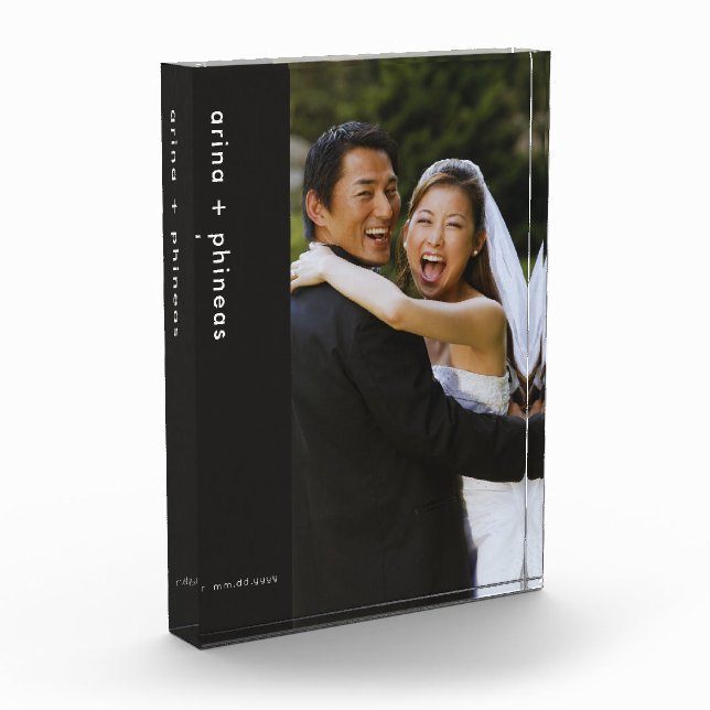 Bloc Photo Photo et nom du couple marié de nouveau mariage (Gauche)