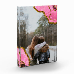 Bloc Photo Pink Agate Geode Parties scintillant BFF Famille A