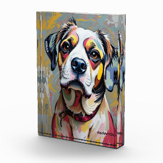 Bloc Photo Portrait de chien coloré – Art animalier abstrait