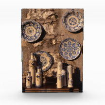 Poterie bleue et crème Ombrie Poster Plaque