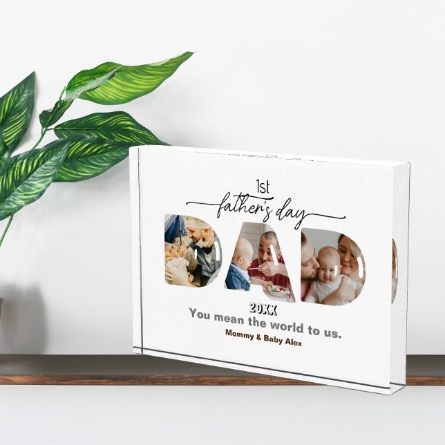 Bloc Photo Première Fête des pères 3 Photos Collage Plaque (Créateur téléchargé)