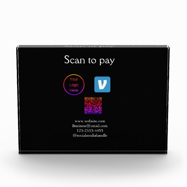 Bloc Photo Q R code venmo scanner pour payer ajouter le logo  (Devant)