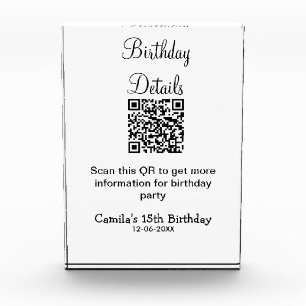Bloc Photo QR scanner anniversaire détails fête moderne 15 an