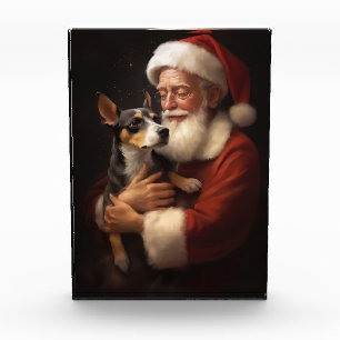Bloc Photo Rat Terrier Avec Noël Festif Du Père Noël