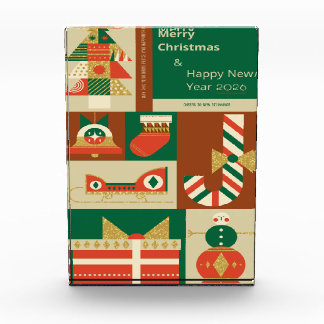 Bloc Photo Retro Geometric Christmas Greeting Card – Festive.