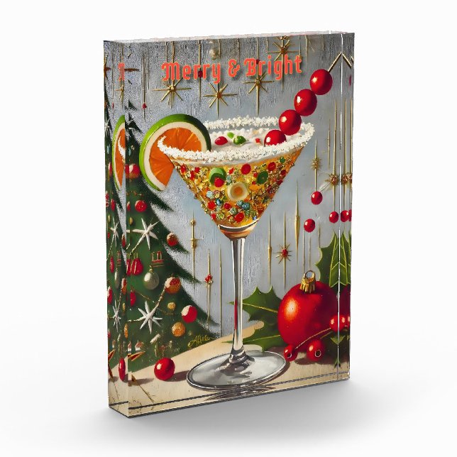 Bloc Photo Retro les années 50 Merry Bright Christmas Candy C (Gauche)