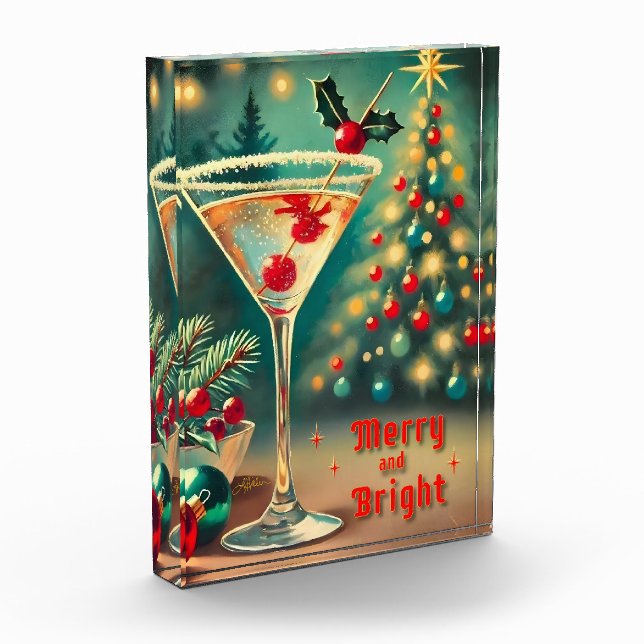 Bloc Photo Retro les années 50 Merry Bright Christmas Cocktai (Gauche)