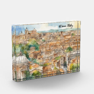 Bloc Photo Rome Italie aquarelle peinture Panorama Vue