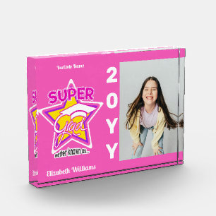 Bloc Photo Rose Super Grad - Personnaliser le texte, photo