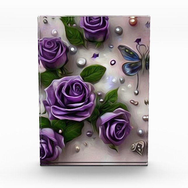 Bloc Photo Roses Violettes & Perles (Devant)