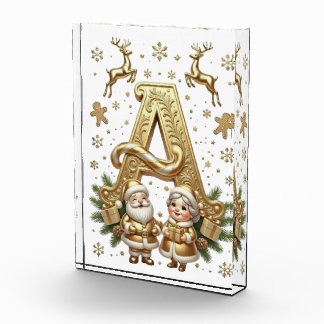 Bloc Photo Royal Gold Letter A Luxury Unisex Acrylic Block