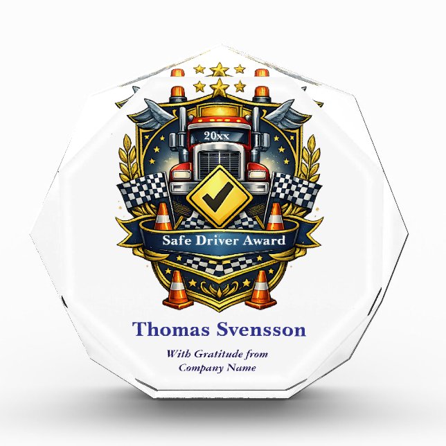 Bloc Photo Safe Driver Award Truck Driver Recognition (Devant)