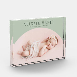 Bloc Photo Sage Green Arch Baby Photo Keepsaké