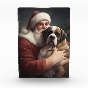 Bloc Photo Saint Bernard avec le Père Noël Festif Noël